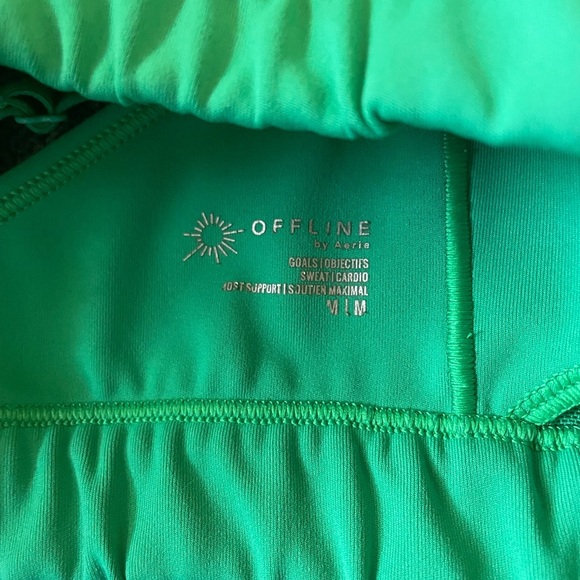 OFFLINE By Aerie Goals Ribbed Strappy Back Sports Bra M Green - Picture 6 of 6